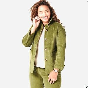 MARSHALL FIELDS 
Genuine Suede Leather Button Jacket, oak/moss green